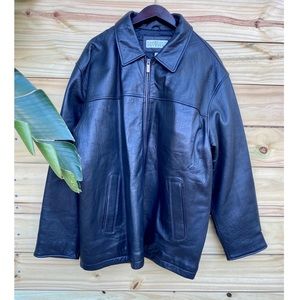 CHERESKIN Genuine Leather Jacket Black Sz XL
